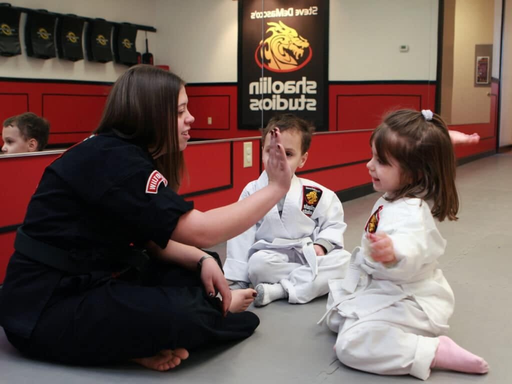 Students attending karate for kids class.