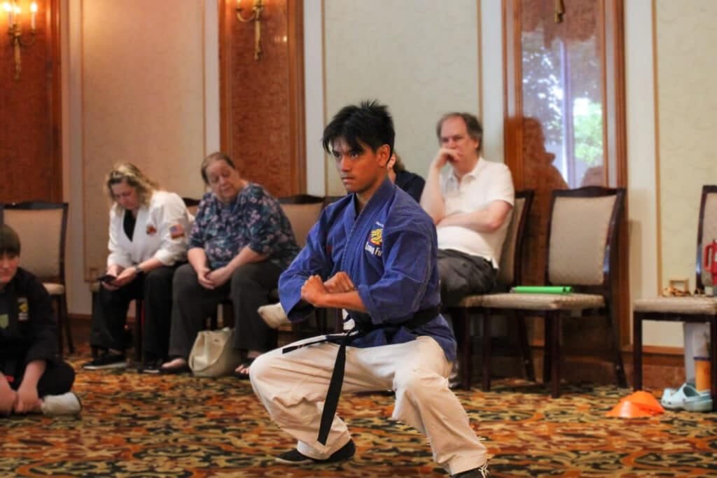 Student learning life skills in martial arts class.